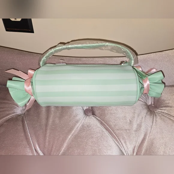 BATH & BODY WORKS Mint Green Striped Candy Cosmetic Bag - Picture 3 of 4